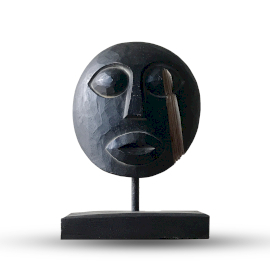 Timorská Kmenová Dekorativní Maska - Černá 27x20cm