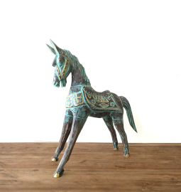 Velký Zlatý & Tyrkysový Kůň 32 cm