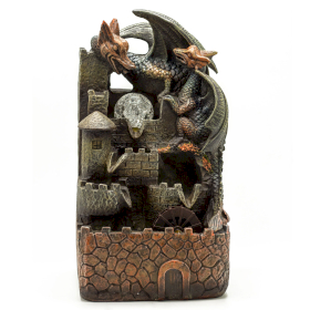 Stolní Fontánka - 35cm - Draci Křišťálová Koule & Vodní kolo