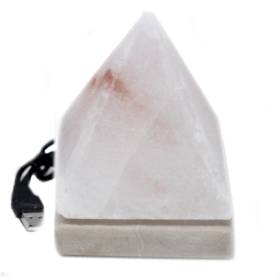 USB Solná Lampa - Bílá Pyramida - více barev světla, 9 cm
