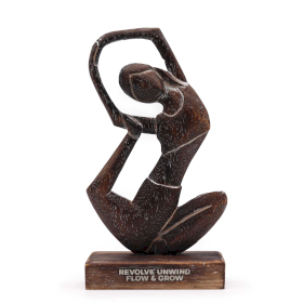 Dřevěná Yoga Lady Figurka - Antická - Otočná Pozice - 