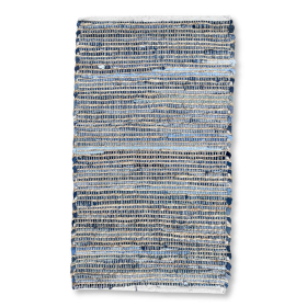Střední Koberec z Juty a Recyklované Bavlny - 90x150cm - Modrý
