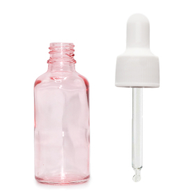 330x 30ml Lahviča z Růžového Skla s Bílou Pipetou