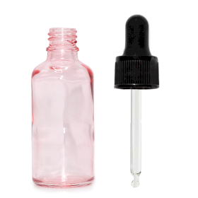 264x 50ml Lahviča z Růžového Skla s Černou Pipetou
