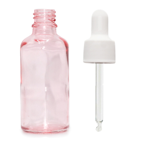 168x 100ml Lahviča z Růžového Skla s Bílou Pipetou