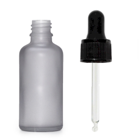 264x 50ml Skleněná Láhev z Matně Šedého Skla s Černou Pipetou
