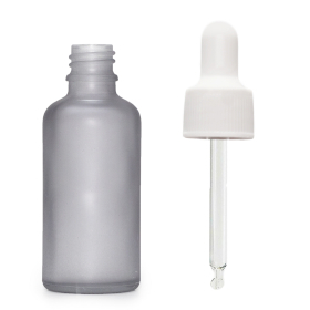 264x 50ml Skleněná Láhev z Matně Šedého Skla s Bílou Pipetou