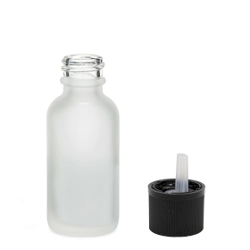 384x 30ml Skleněná Láhev z Matně Bílého Skla s Uzávěrem s Dětskou Pojistkou