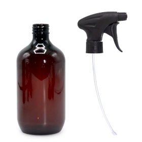 10x 500ml Jantarová Plastová Bostonská Láhev se Rozprašovačem 28mm