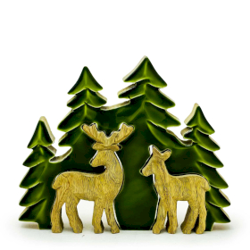 2x Ztraceni v Lese -  2 Jeleni v Lese 3D - Dřevěná Dekorace 18x23cm