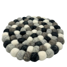Okrouhlé Podložky z Plstěných Kuliček - 20cm - Odstíny Šedé