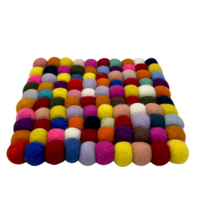 Čtverové Podložky z Plstěných Kuliček - 20cm - Více Barev