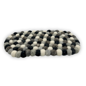 Oválné Podložky z Plstěných Kuliček - 38x18cm - Odstíny Šedé