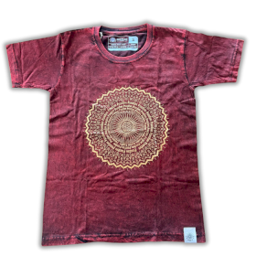 Střední Stone Washed Tričko - Mandala - Kaštanové