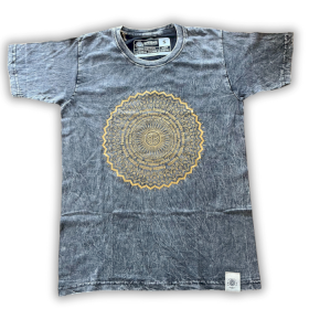 Malé Stone Washed Tričko - Mandala - Tmavě Šedé