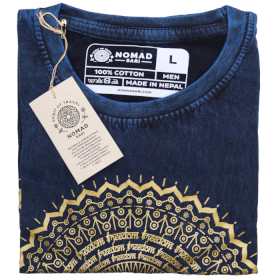 Velké Stone Washed Tričko - Mandala - Modré