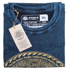 Extra Velké Stone Washed Tričko - Chakra - Modré