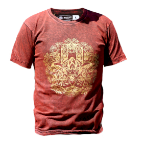 Velké Stone Washed Tričko - Hamsa - Kaštanové