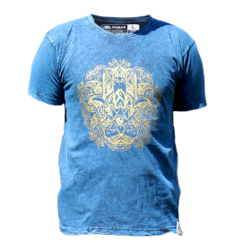 Velké Stone Washed Tričko - Hamsa - Modré