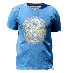 Extra Velké Stone Washed Tričko - Hamsa - Modré