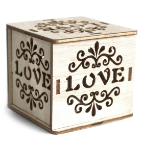 Dřevěná LED Světelná Krabička - Love