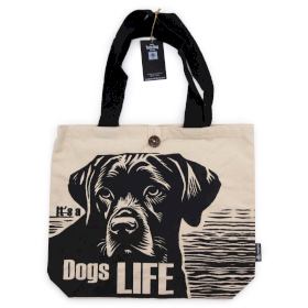 Ikonická Klasická Taška - It\'s a Dogs Life - Bílá 10oz (36x43x10cm)