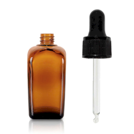 64x 50ml Jantarová Skleněná Alchymistická Lahvička s Pipetou