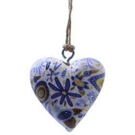 50x Velká Dekorativní Dřevěná Srdíčka - Modrý Květ (50) - ve Výstavní Sklenici