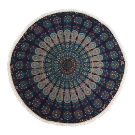 Malý Mandala Kruhový Nástěnný Závěs (130cm) - Páví Modrá