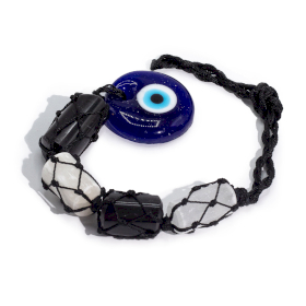 Přívěšek s Kamenem - Černý Turmalín a Selenit - Zlé Oko