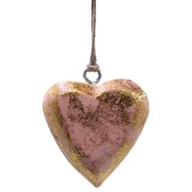 50x Velká Dekorativní Dřevěná Srdíčka - Růžové Zlato (50) - ve Výstavní Sklenici