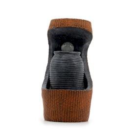 Stolní Fontána - 24x22x48cm - Křišťálová Koule Měnící Barvu v Řecké Urně v Košíku