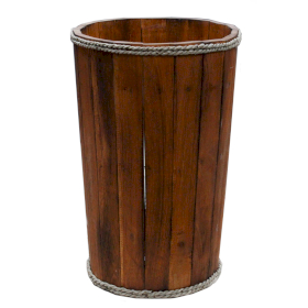Dřevěný Dekorační Kyblík - Velký - Hnědý 45x32 cm
