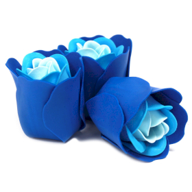 6x Sada 3 Mýdlových Květů  - Svatební Modre Růže