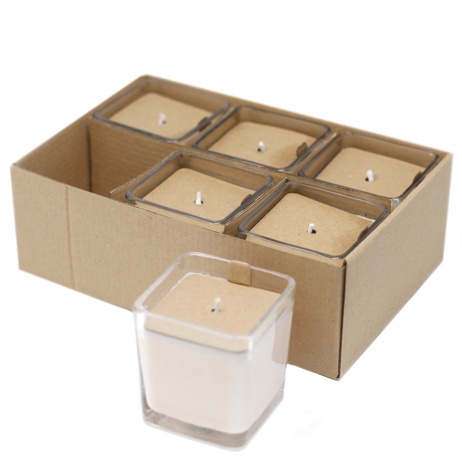 Sójové svíčky bez etikety ve skle - Bambus, 6 ks