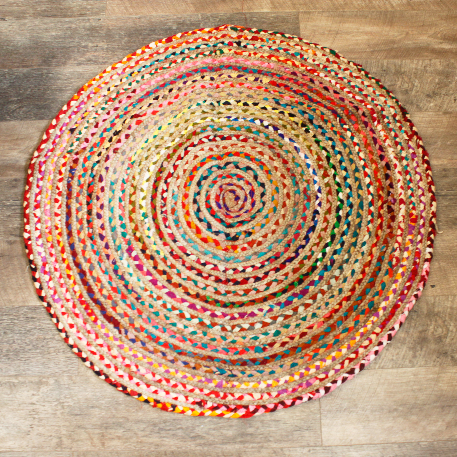 Kruhový koberec z juty a recyklované bavlny - 120 cm