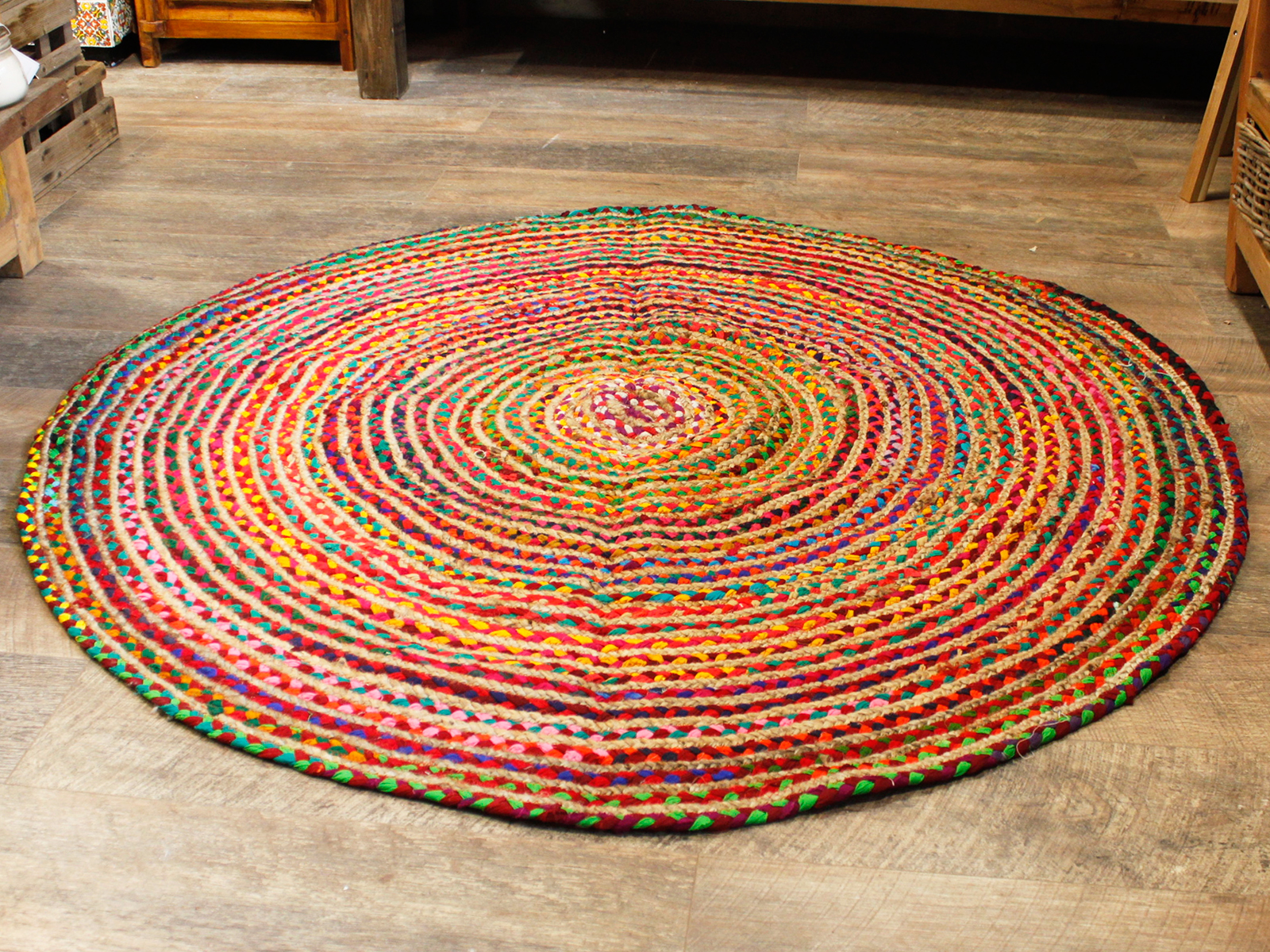 Kruhový koberec z juty a recyklované bavlny - 150 cm