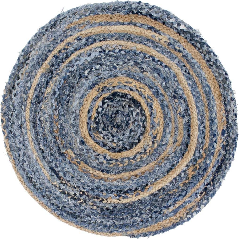 Kruhový koberec z juty a recyklované džínoviny - 120 cm