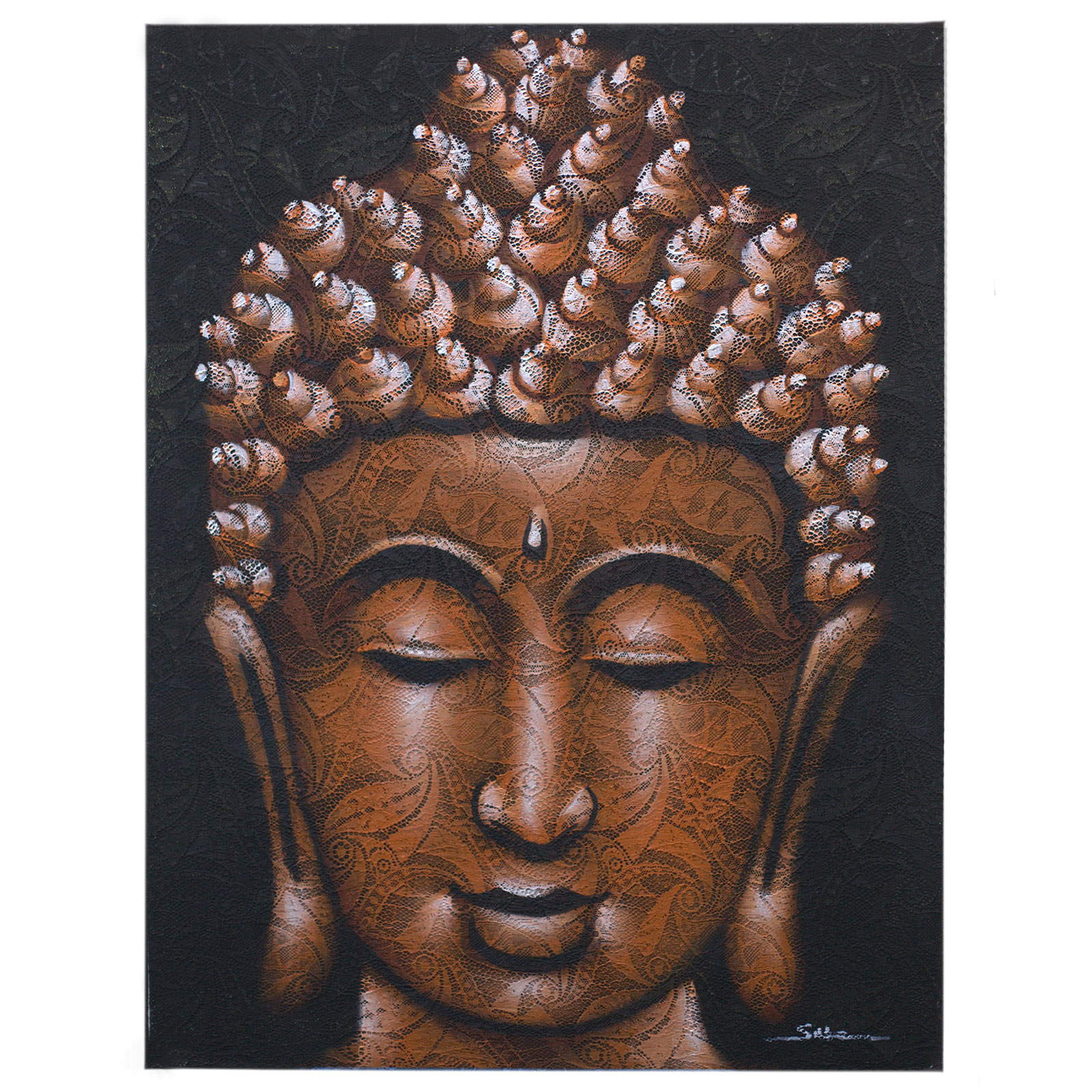 Obraz Buddhu - Detail měděného brokátu