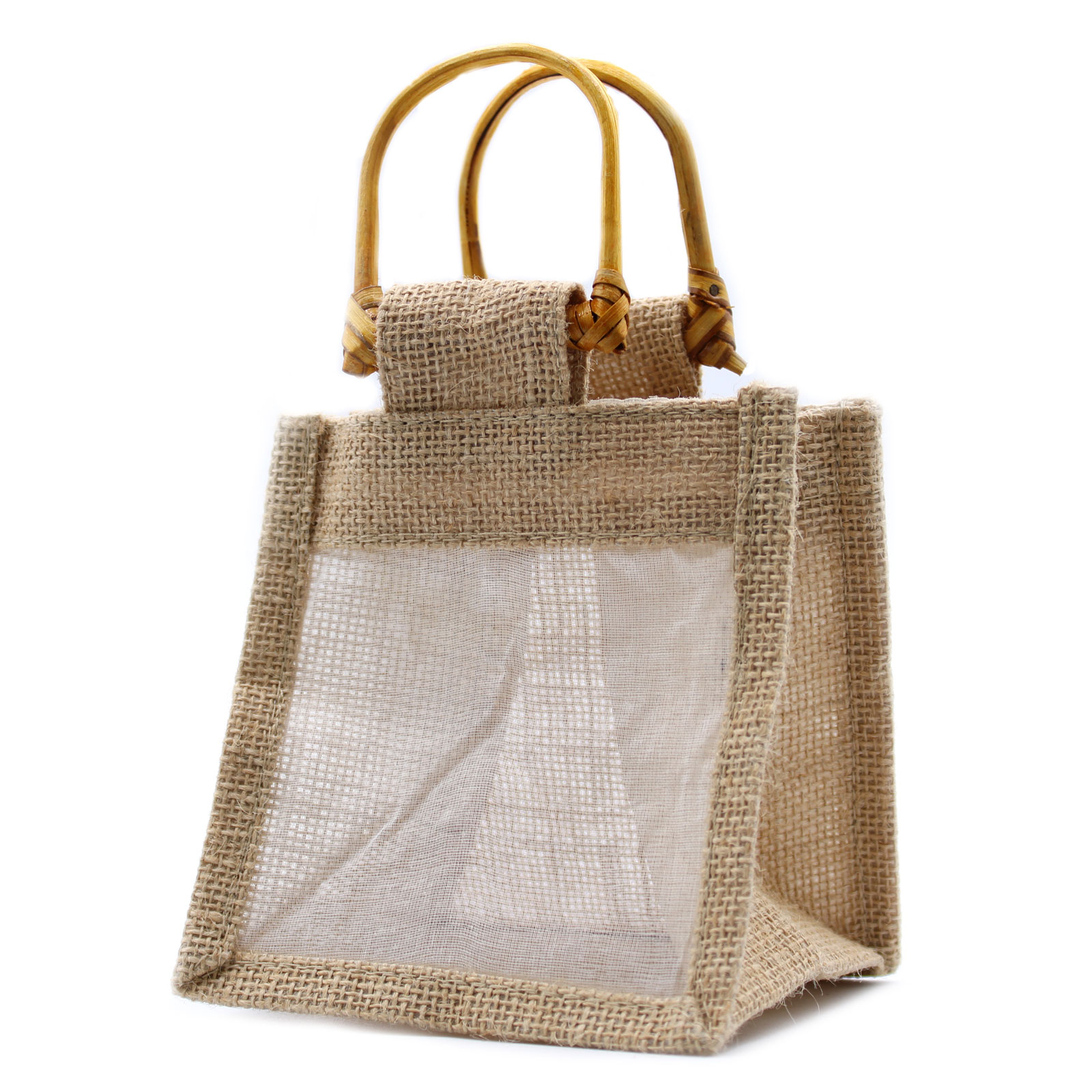 Dárková taška z juty a bavlny - Naturální - 1 okénko