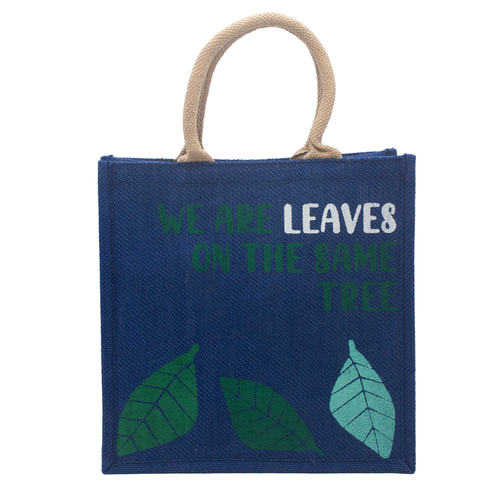 Jutová taška s potiskem - We are Leaves - Žlutá, modrá a natural