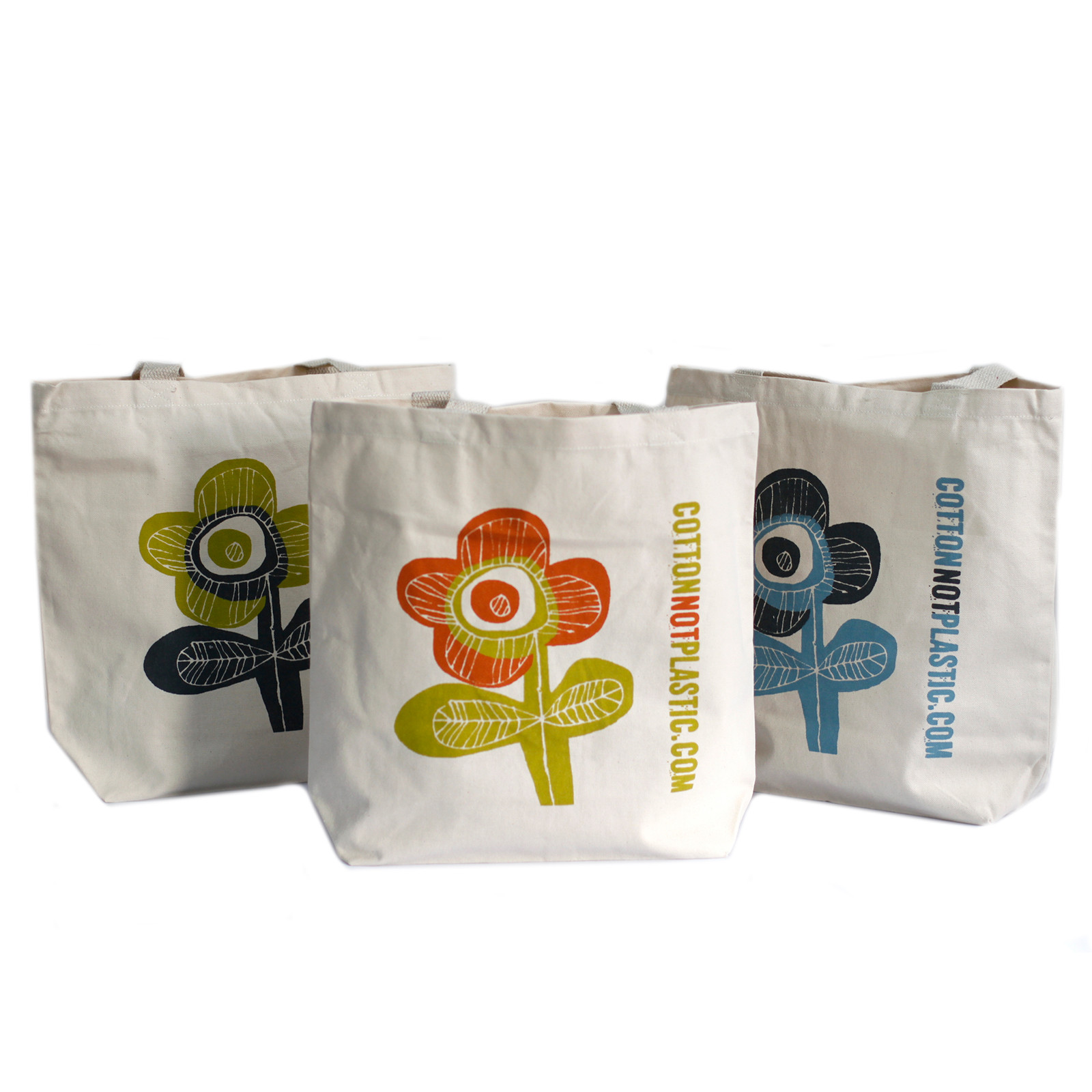 Bavlněné tašky - Zářivý květ - 4 různé vzory